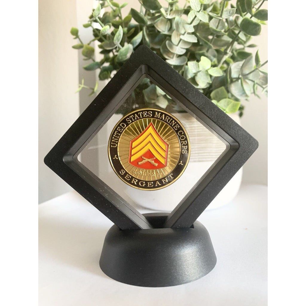 U.S. Marine Corps Sergeant Coin. With 3D Display Case USMC Official LIC 23125
