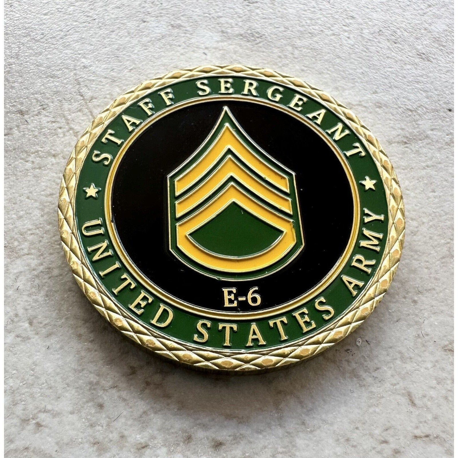 US ARMY Rank STAFF SERGEANT E-6 Challenge Coin with Case-US Military With Case