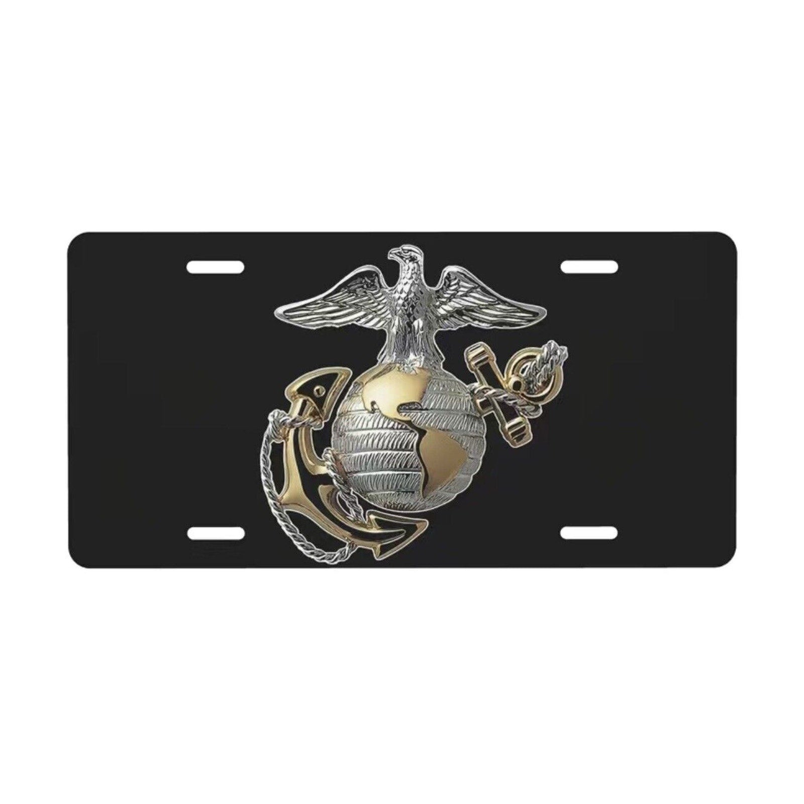 USMC License Plate Challenge Marine Corps Emblem On Black Coin