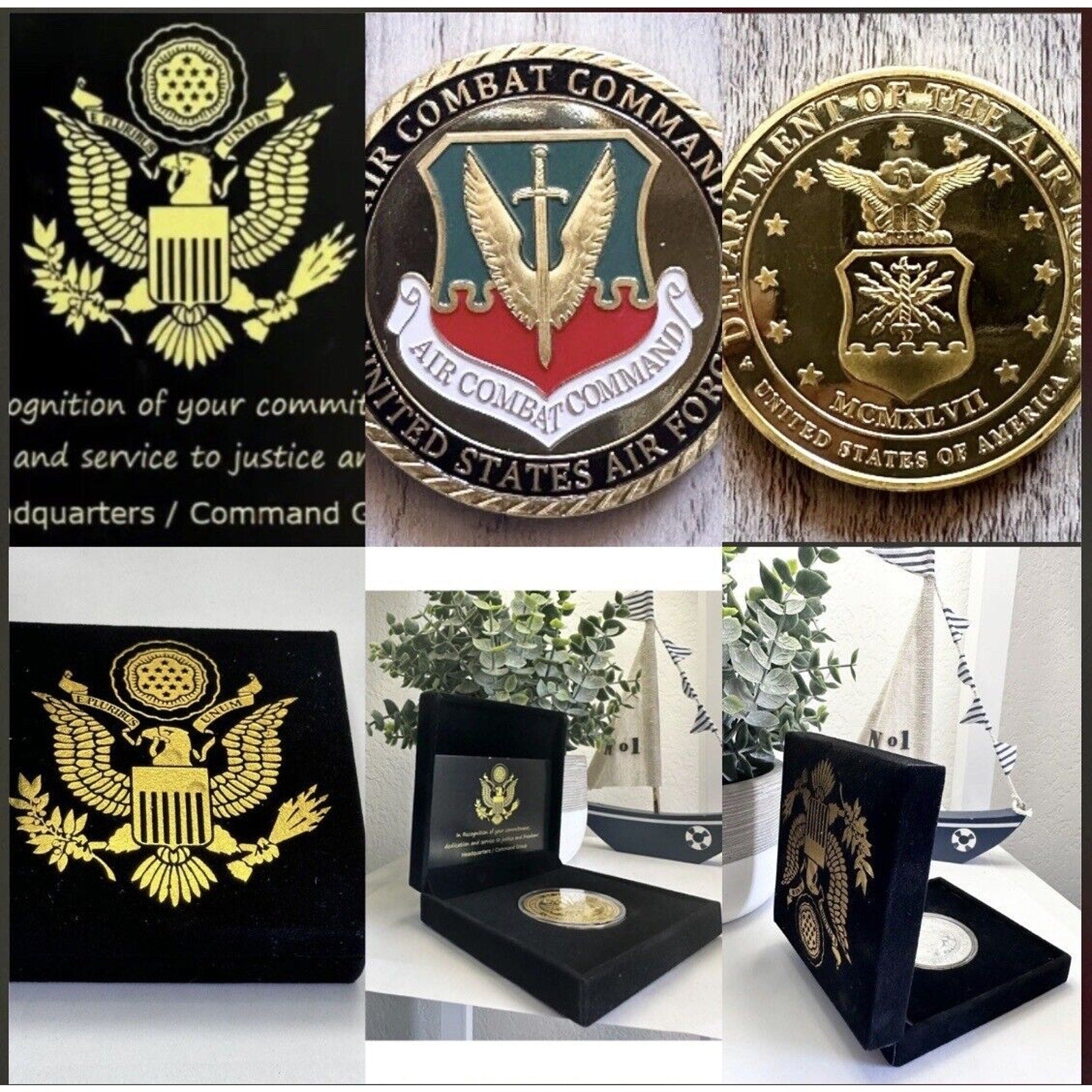 U S AIR FORCE AIR COMBAT COMMAND Challenge Coin With Special Velvet Case