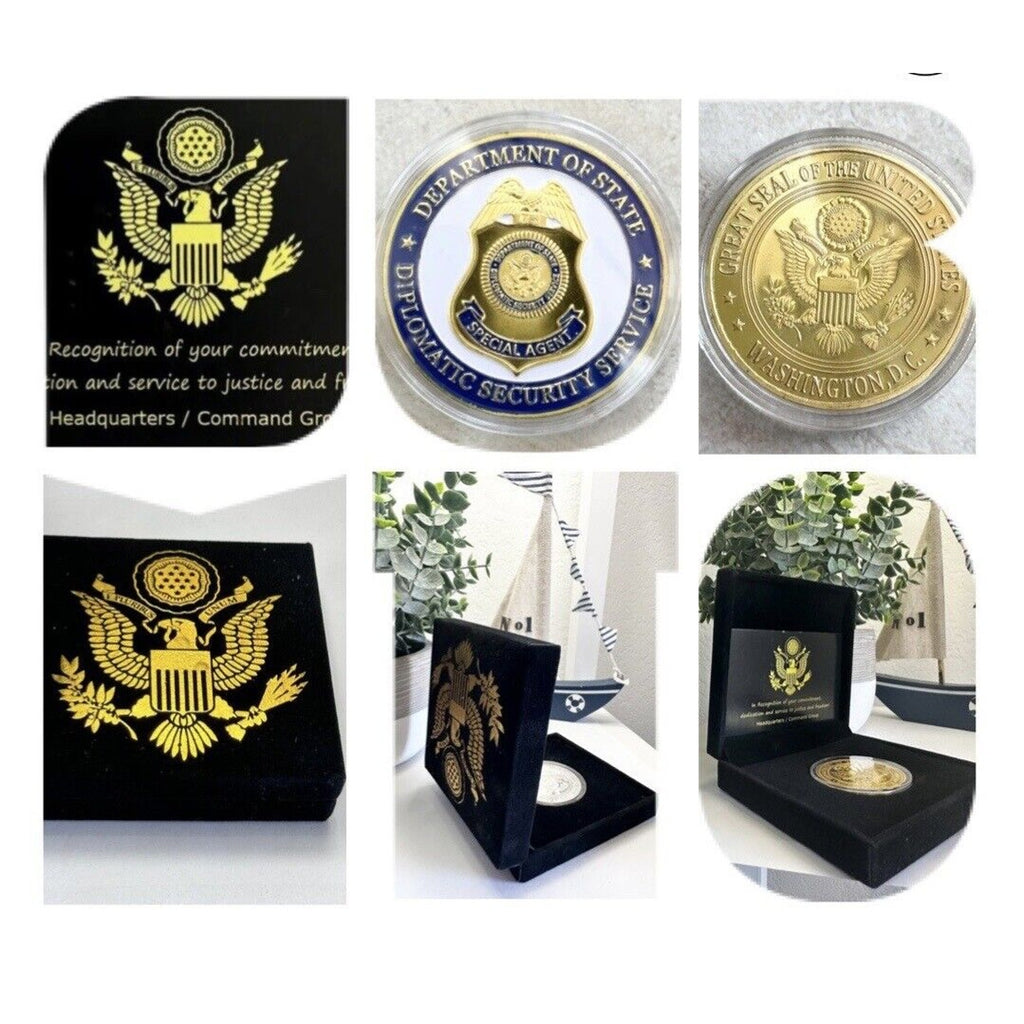 Department of State Diplomatic Security Service Challenge Coin With Velvet Case