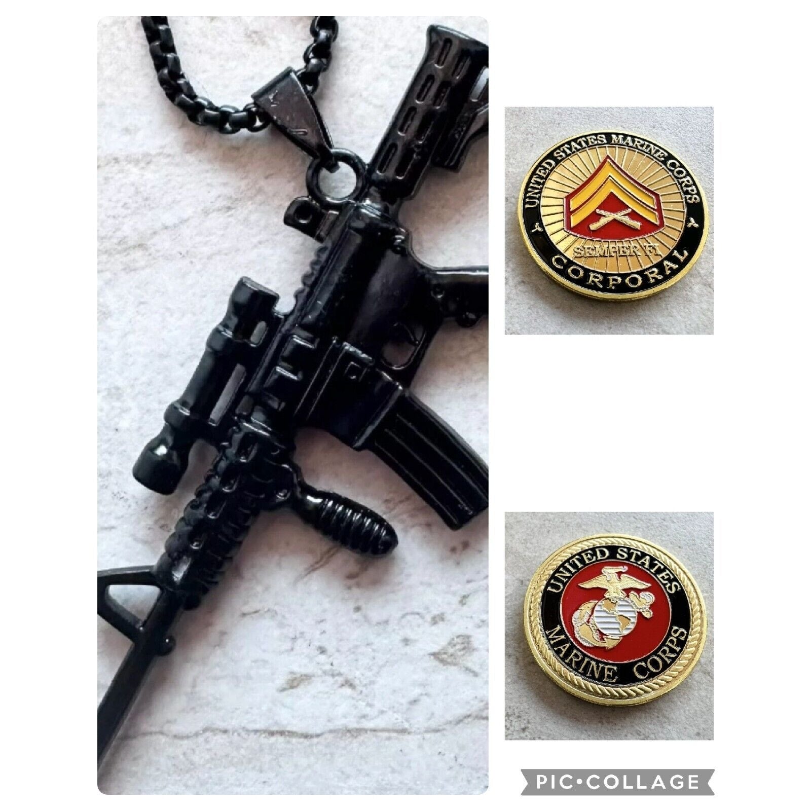 2pcs CORPORAL E-4 Rank Promoted USMC US Marine Corps USMC And Dog Tag