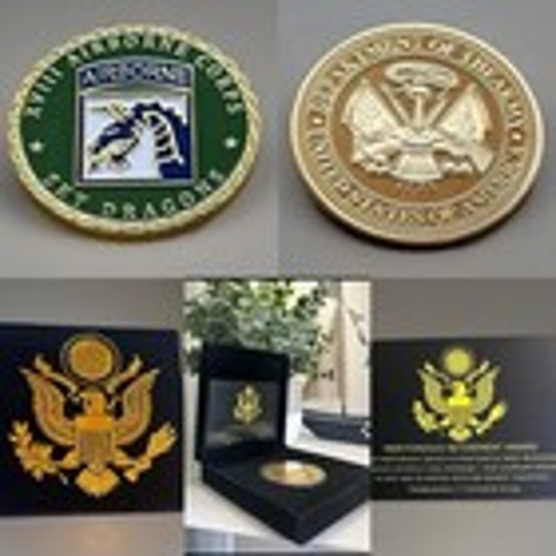 US ARMY XVIII 18TH AIRBORNE CORPS SKY DRAGONS CHALLENGE COIN RETIREMENT AWARD