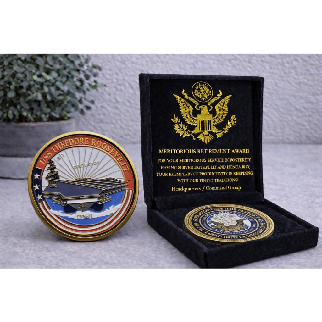 US NAVY - USS THEODORE ROOSEVELT Aircraft Carrier CVN-71 w/ Retirement Award