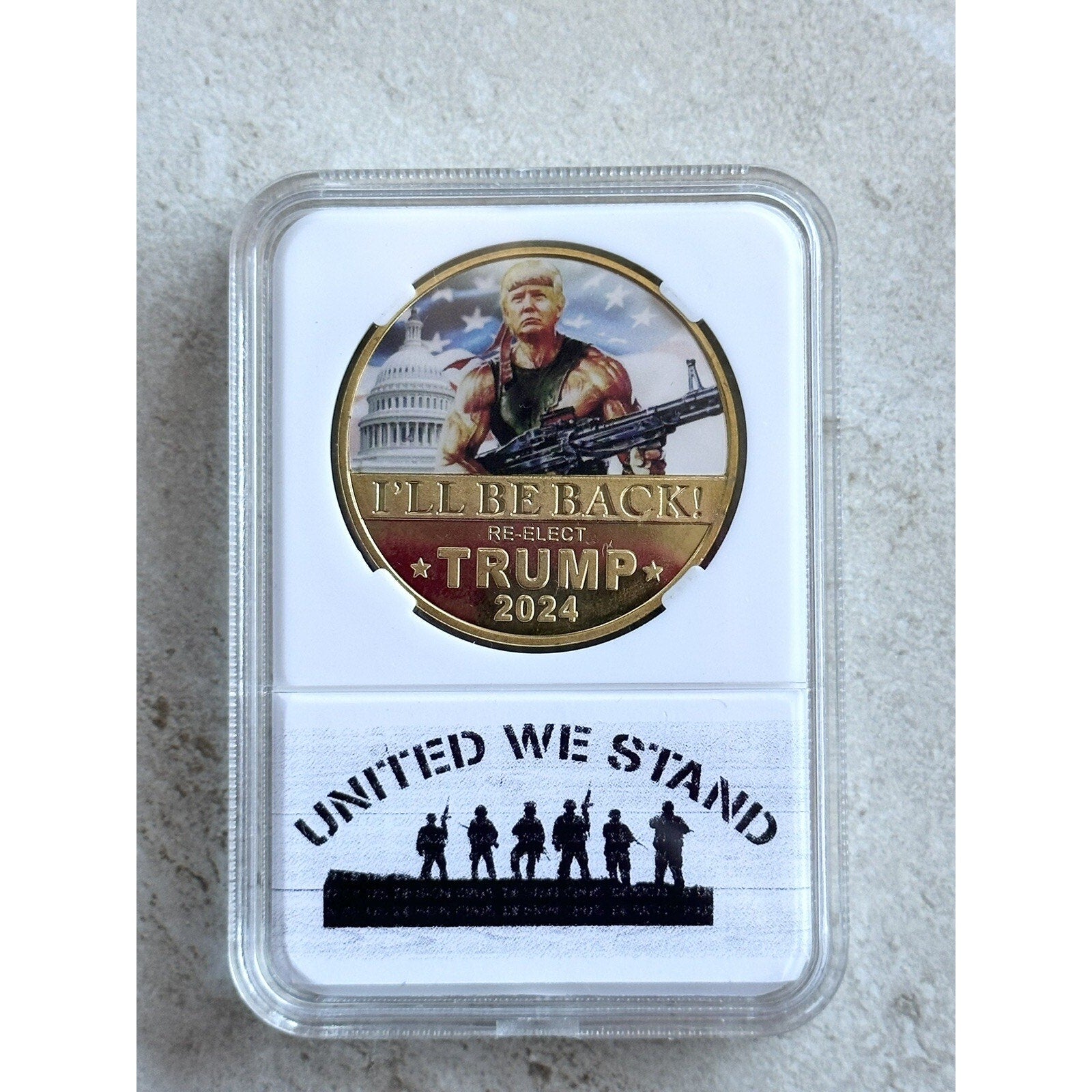 President Trump Back Make America Great Again Election 2024 Gold MAGA Coin Rambo