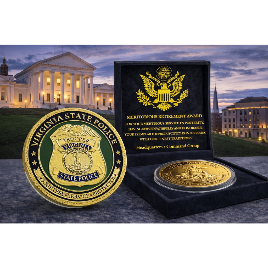 VIRGINIA STATE POLICE Challenge Coin w/ Retirement Award