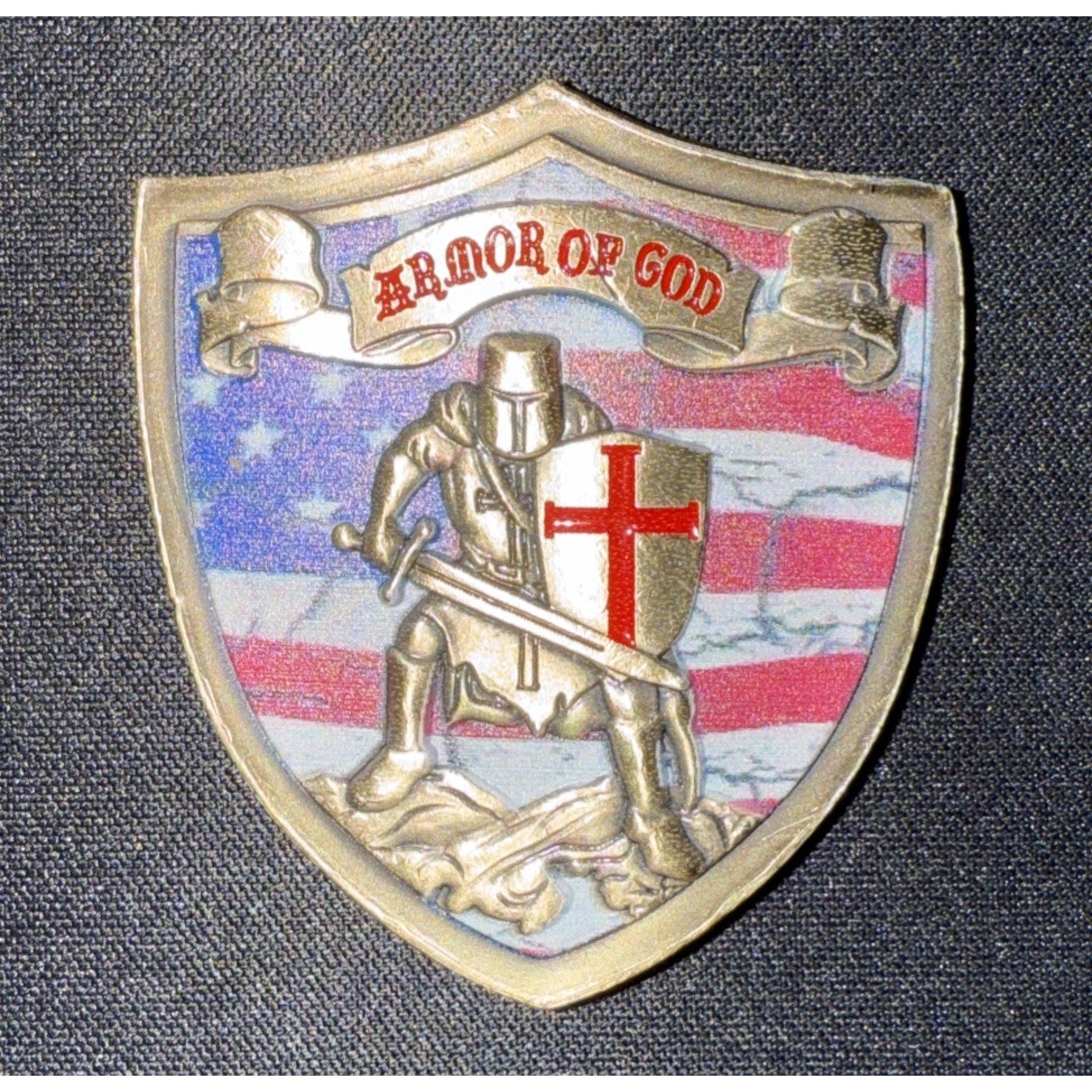 Armor of God Knights Templar Silver US Flag Christian Eph 6:10-18 Challenge Coin