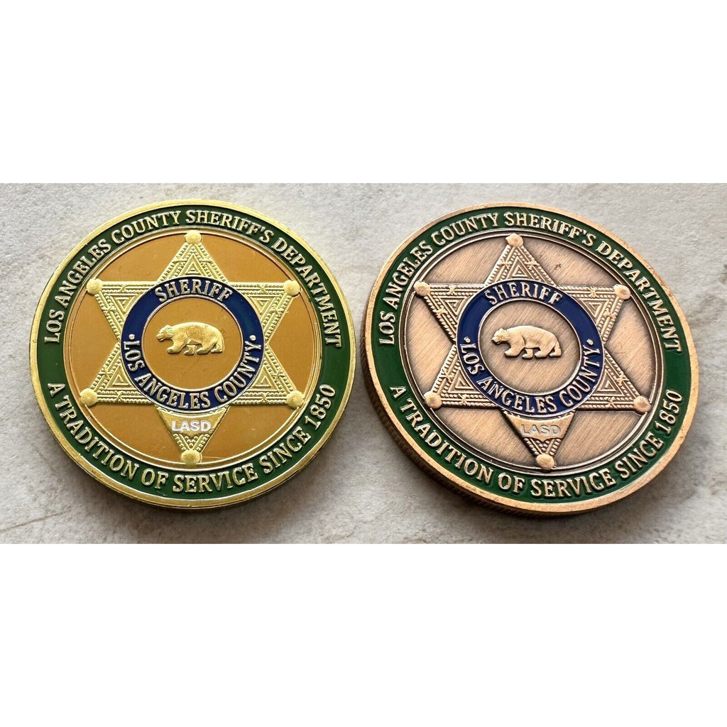 2 Pcs Los Angeles LA county sheriff LASD Police challenge coin