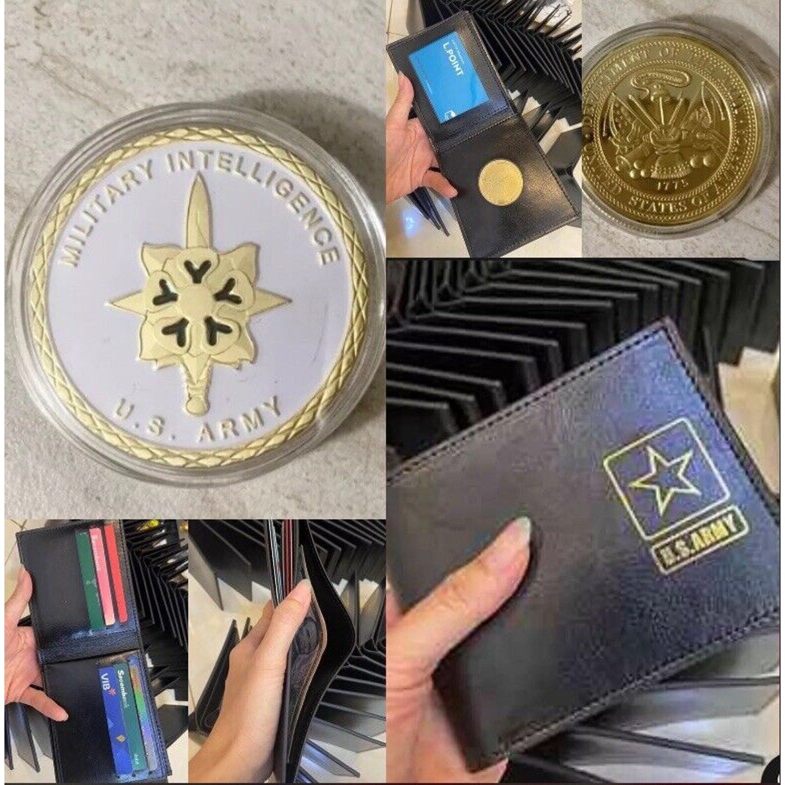 Army MI Military Intelligence With Credential coin holder wallet