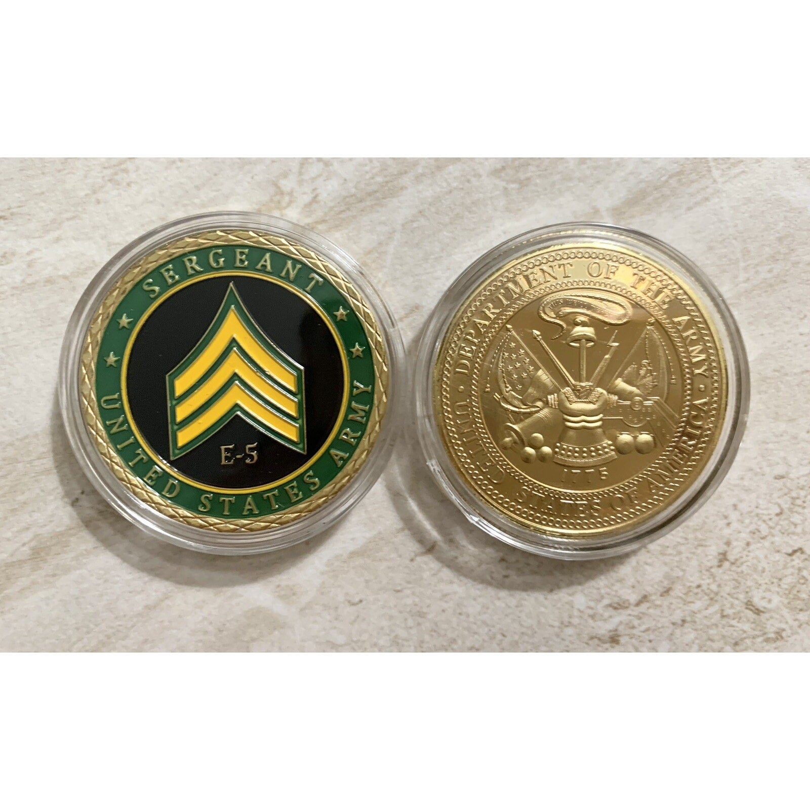 U.S. Army Sergeant E-5 Rank SGT NCO Challenge Coin USA
