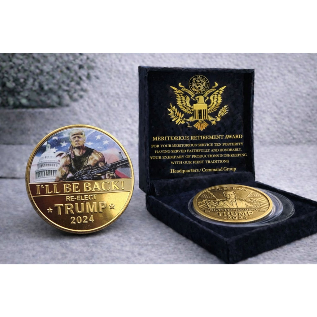 Brand New! Challenge Coin Trump President Trump. w/ Retirement Award
