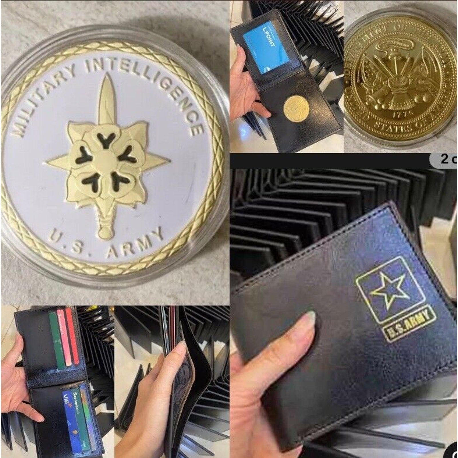 Army MI Military Intelligence Unit With Credential coin holder wallet