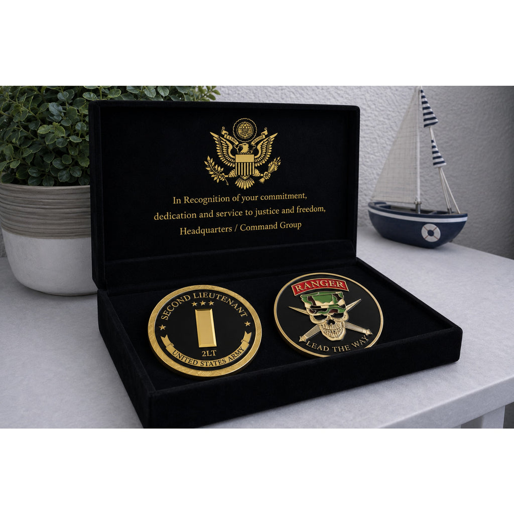 2LT Second Lieutenant Rank & US ARMY RANGER Lead The Way Challenge Coin