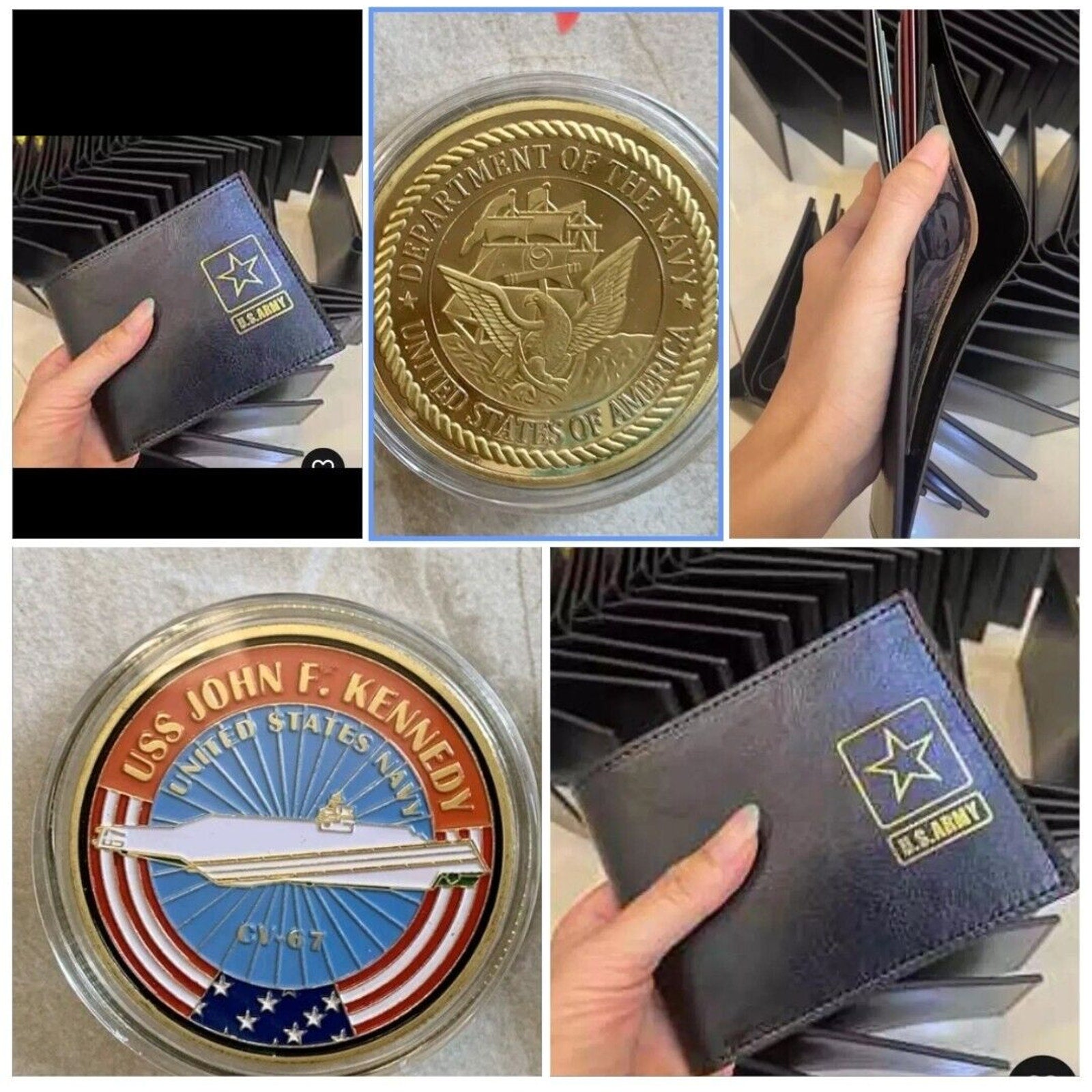 USS JOHN F. KENNEDY CV-67 USN-US NAVY WITH COIN HOLDER WALLET