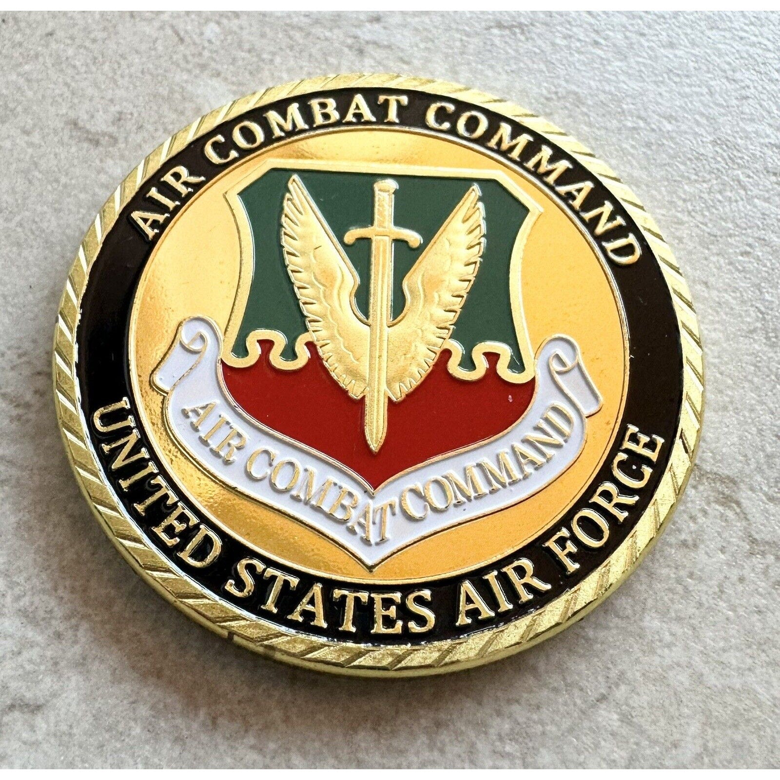 U S AIR FORCE AIR COMBAT COMMAND Challenge Coin With Special Velvet Case