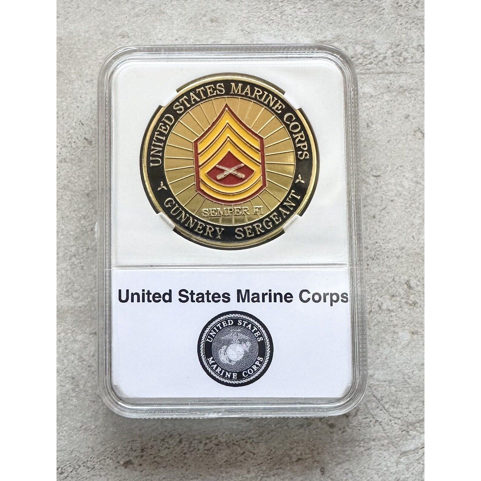 US MARINE CORPS " GUNNERY SERGEANT " Challenge Coin With Case