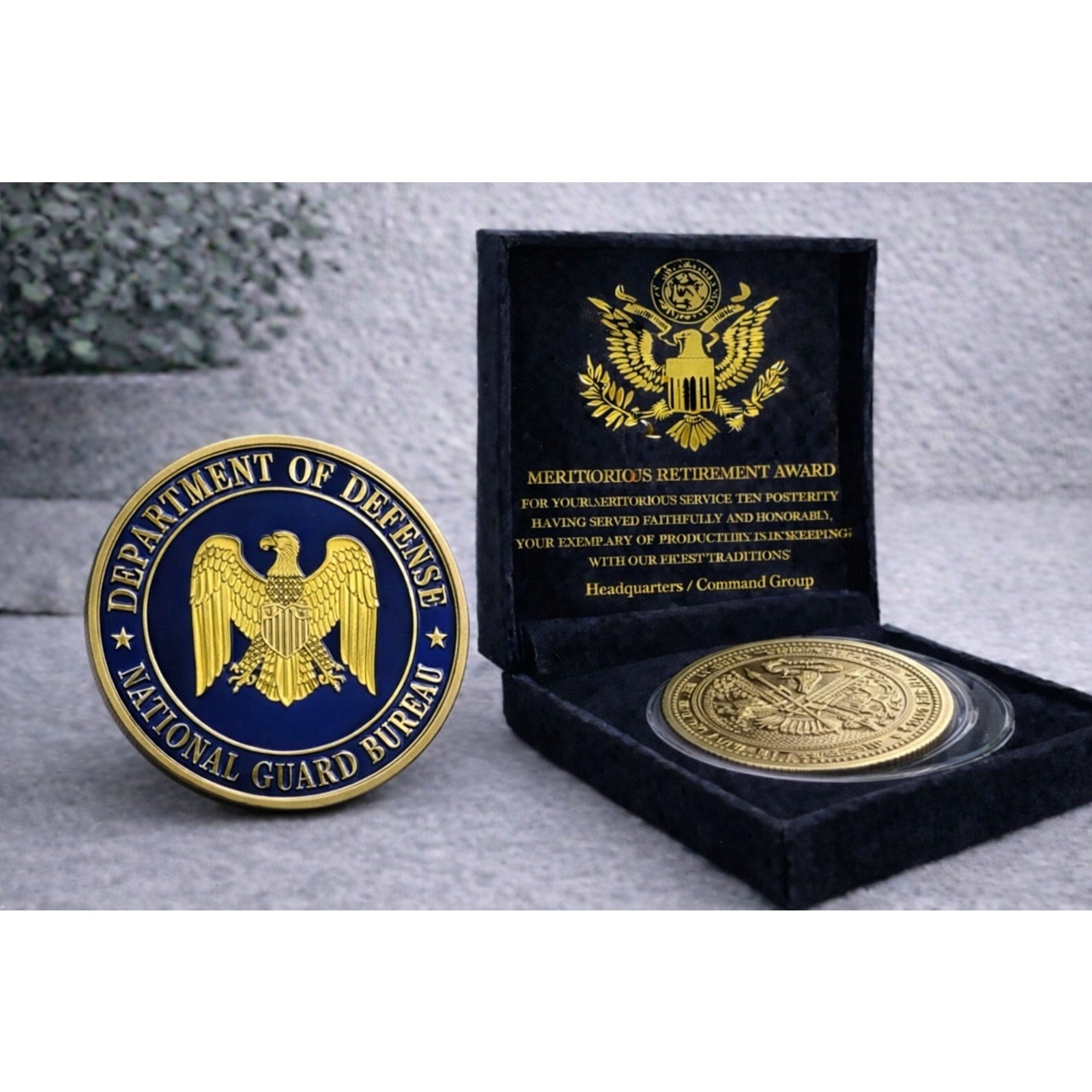Department of Defense National Guard Bureau Challenge Coin w/ Retirement Award