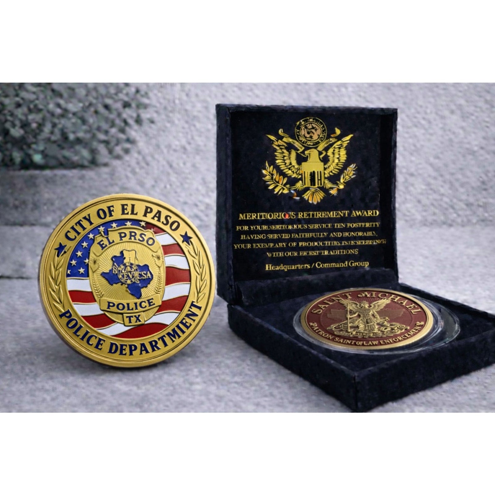 City Of Austin Police Dept Challenge Coin USA w/ Retirement Award