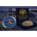 USS Augusta SSN 710 Submarine Challenge Coin USN w/ Retirement Award