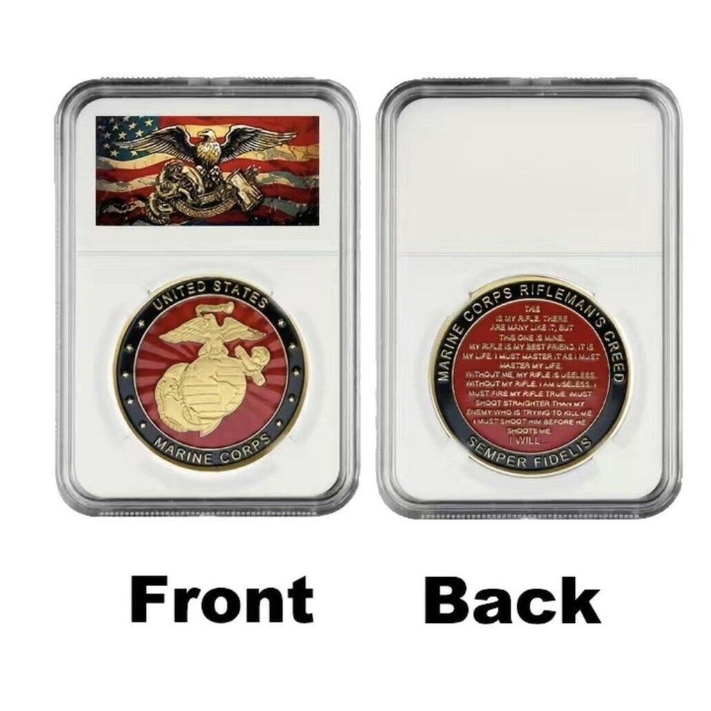 MARINE CORPS RIFLEMAN'S CREED CHALLENGE COIN Come With Case