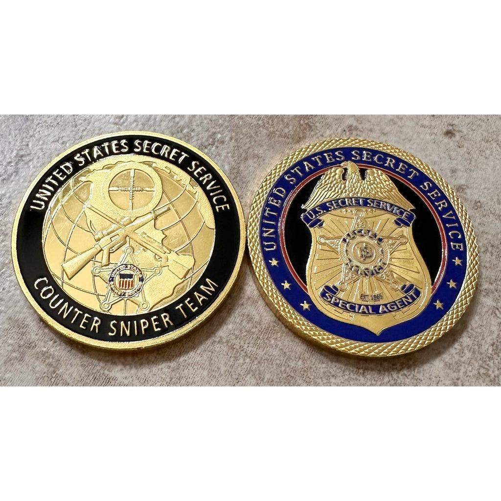 Lot Of 2 United States Secret Service Counter Sniper Team Challenge Coin