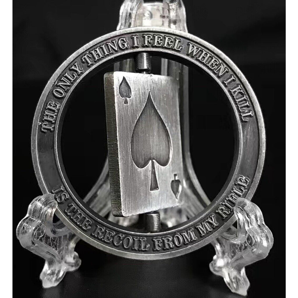 Sniper One Shot One Kill Skull Spinner Military Challenge Coin USA Army