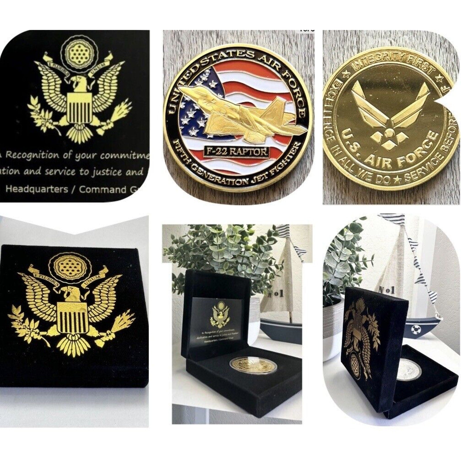 U S AIR FORCE F-22 RAPTOR Challenge Coin USA AF