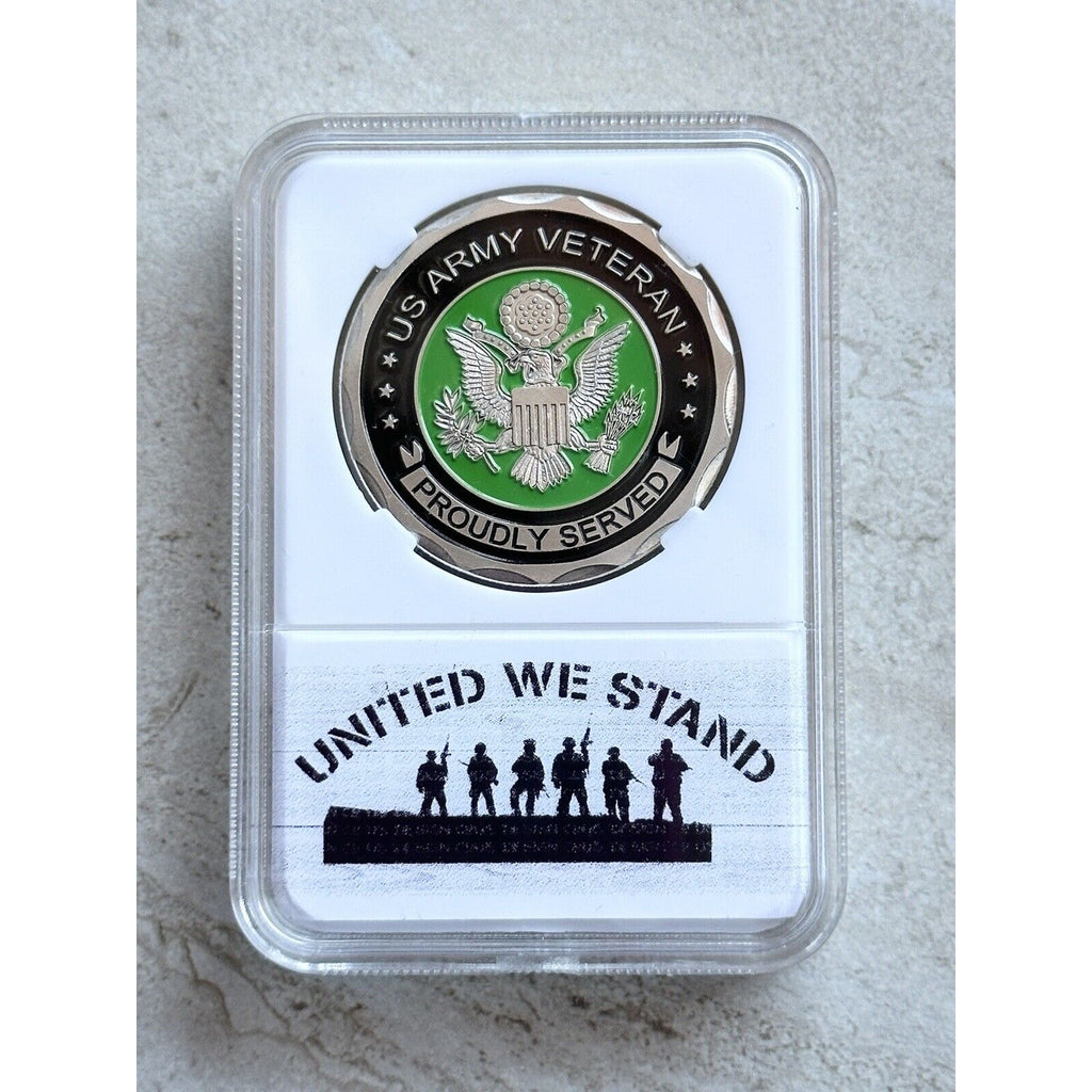 US Army Veteran Proud Served This We'll Defend Duty Honor Country Souvnier Coin