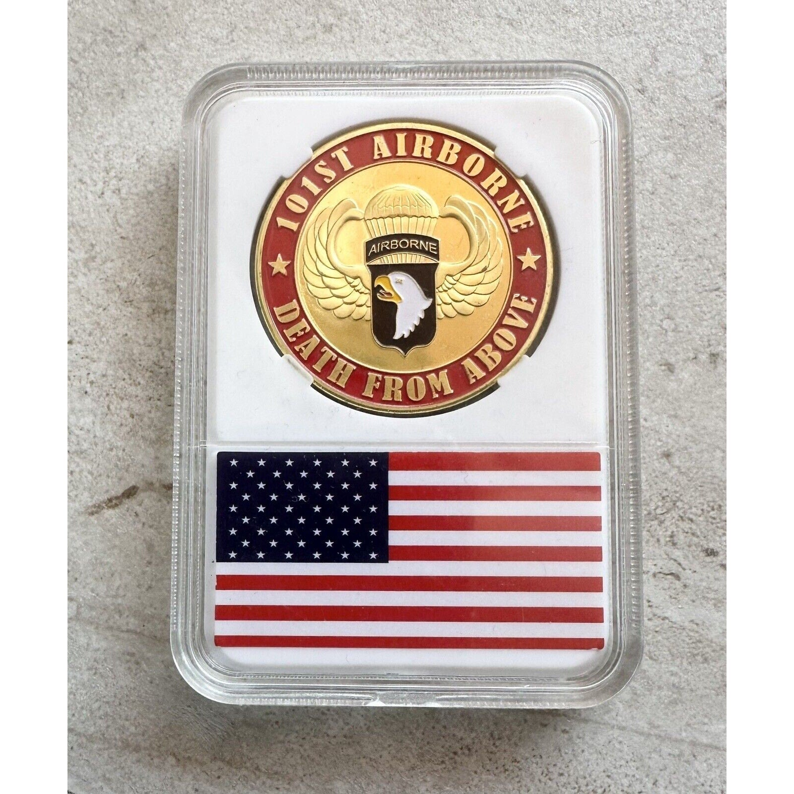 US ARMY 101st Airborne Death From Above From The USA Challenge Coin With Case