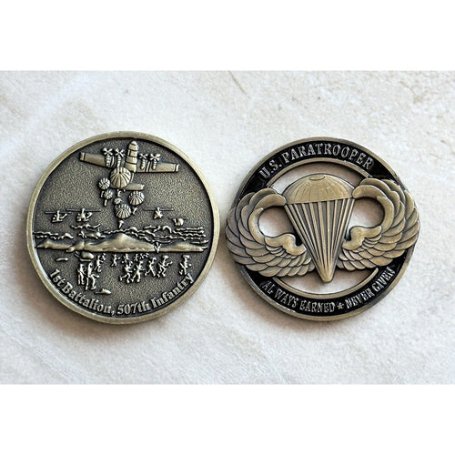 2pcs School Fort Benning GA And Paratrooper Airborne Challenge COIN