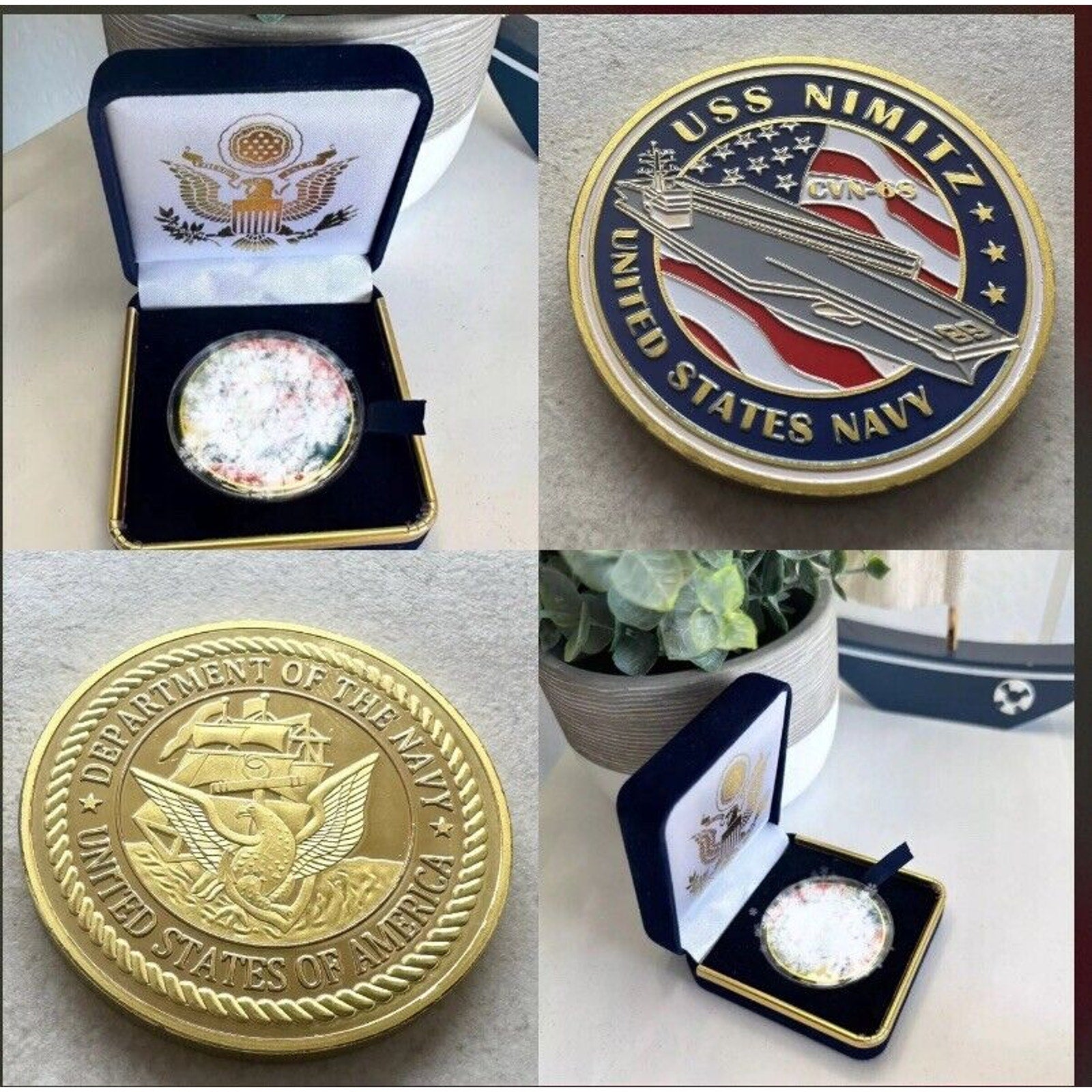 US NAVY Nuclear Aircraft carrier - USS NIMITZ CVN-68 Presidential Gift Box Coin