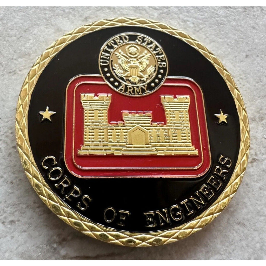 2pcs Army Rank Captain O-3 And CORPS OF ENGINEERS CHALLENGE COINS