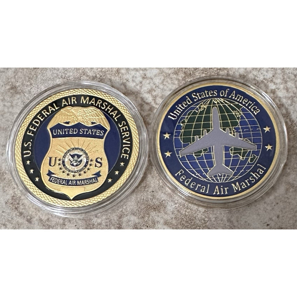 Copied - U S Federal Air Marshal Challenge Coin With Blue Velvet Case. Fast Shipping!