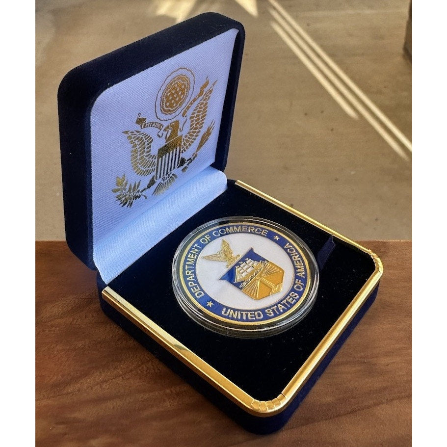 Department of Commerce Challenge Coin With Blue Velvet Case. Fast Shipping!