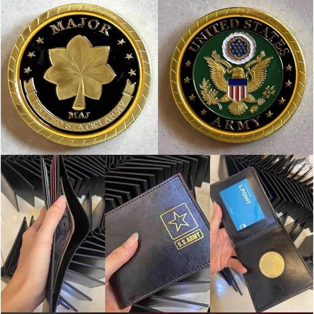 Army Rank Major MAJ With Credential coin holder wallet
