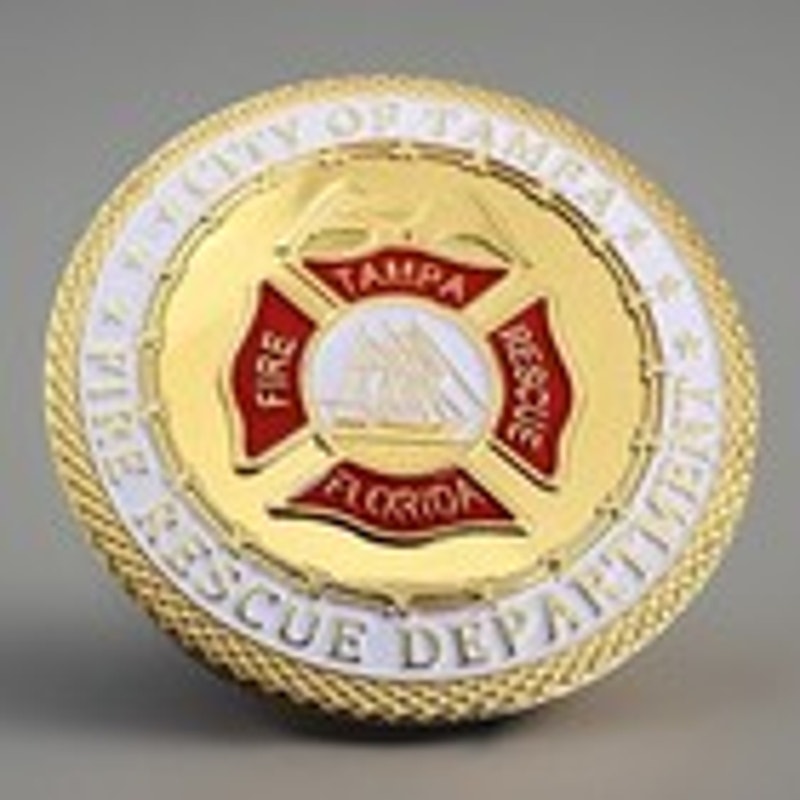 TAMPA FIRE-RESCUE DEPT Challenge Coin With Blue Velvet Case. Fast Shipping!