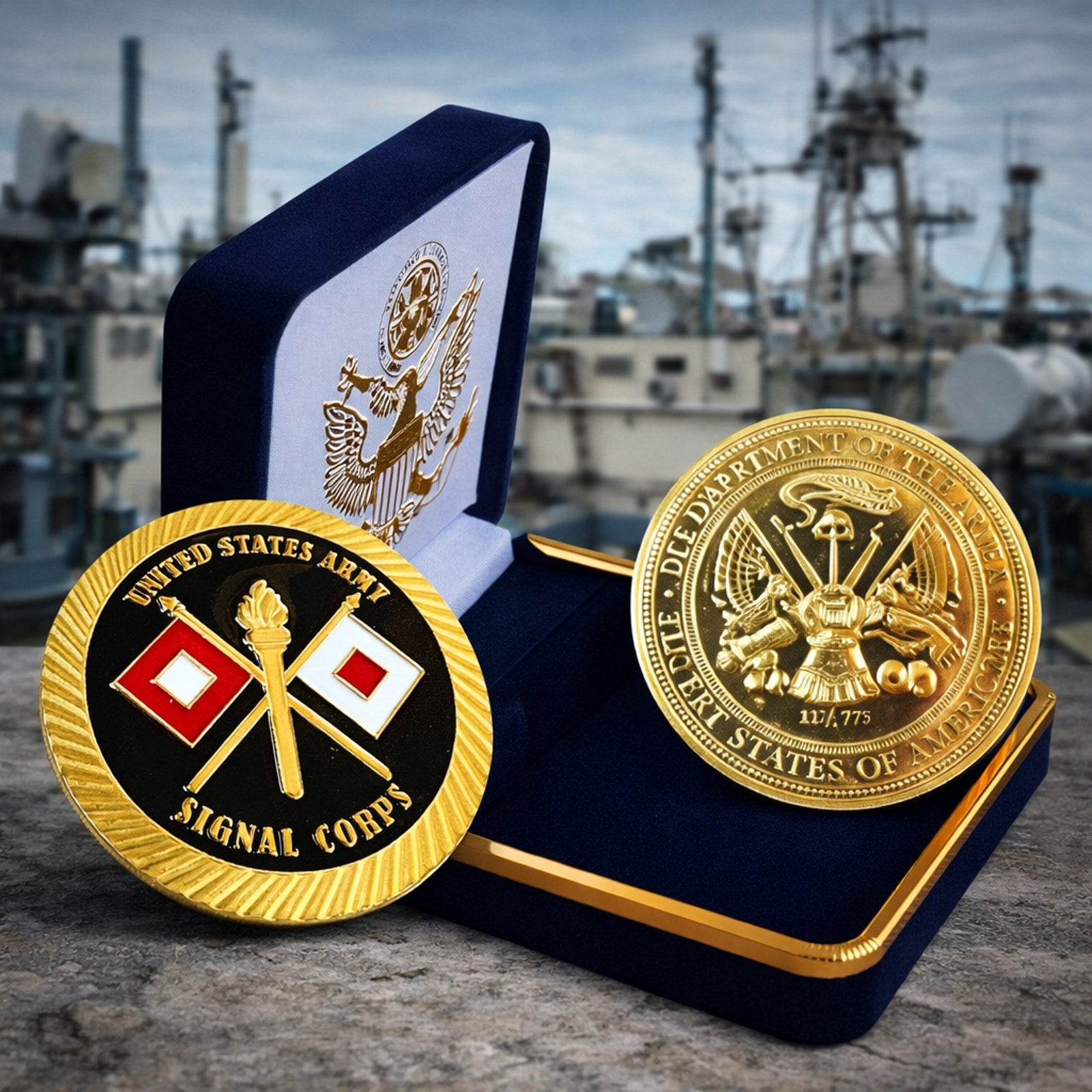 US ARMY SIGNAL CORPS Challenge Coin ·FAST SHIPPING· ·NEW· with case