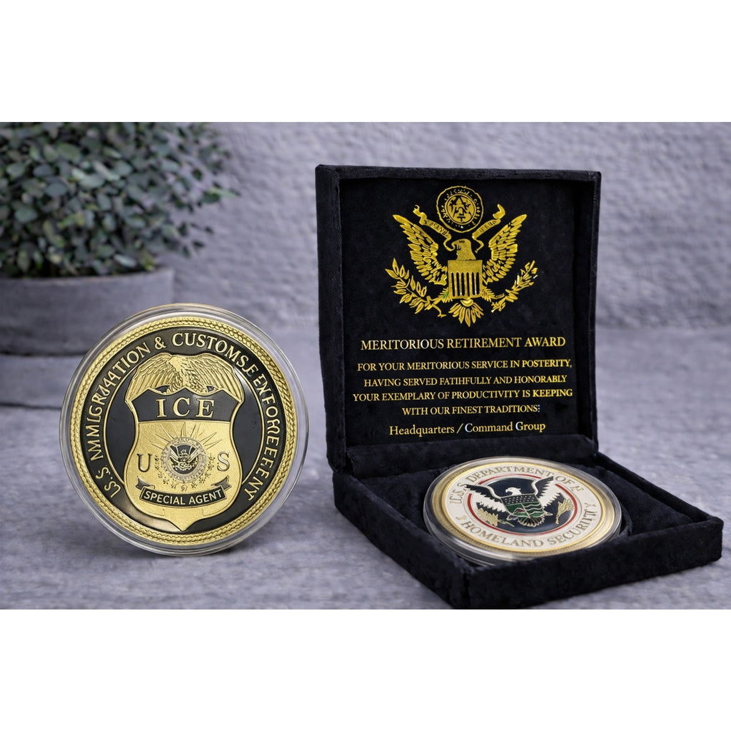 US Immigrations Customs Enforcement Coin ICE Special Agent W/ Retirement Award