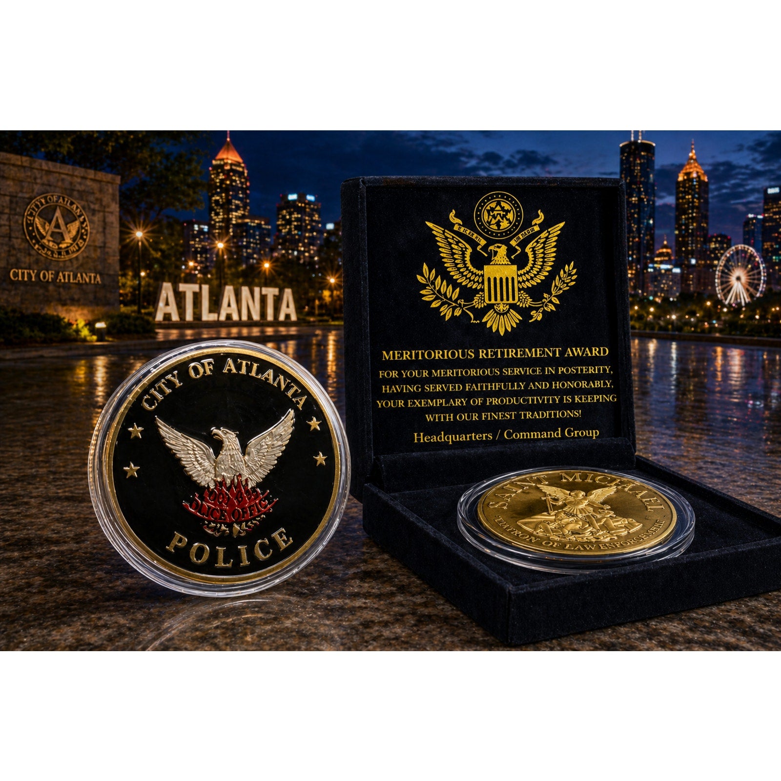 CITY OF ATLANTA POLICE RESURGENS Challenge Coin w/ Retirement Award