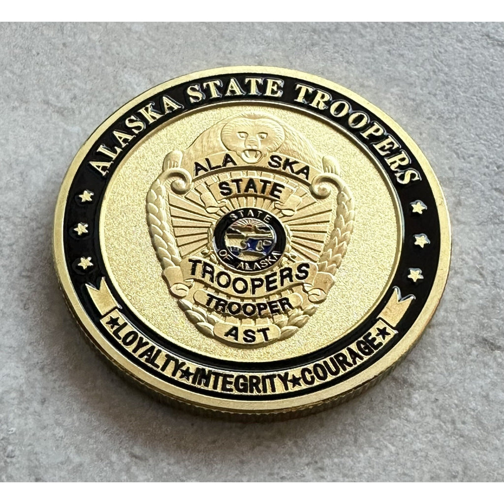 ALASKA STATE TROOPERS Police Officer Challenge Coin w/ Retirement Award