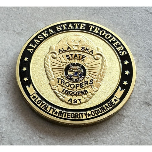 ALASKA STATE TROOPERS Police Officer Challenge Coin w/ Retirement Award