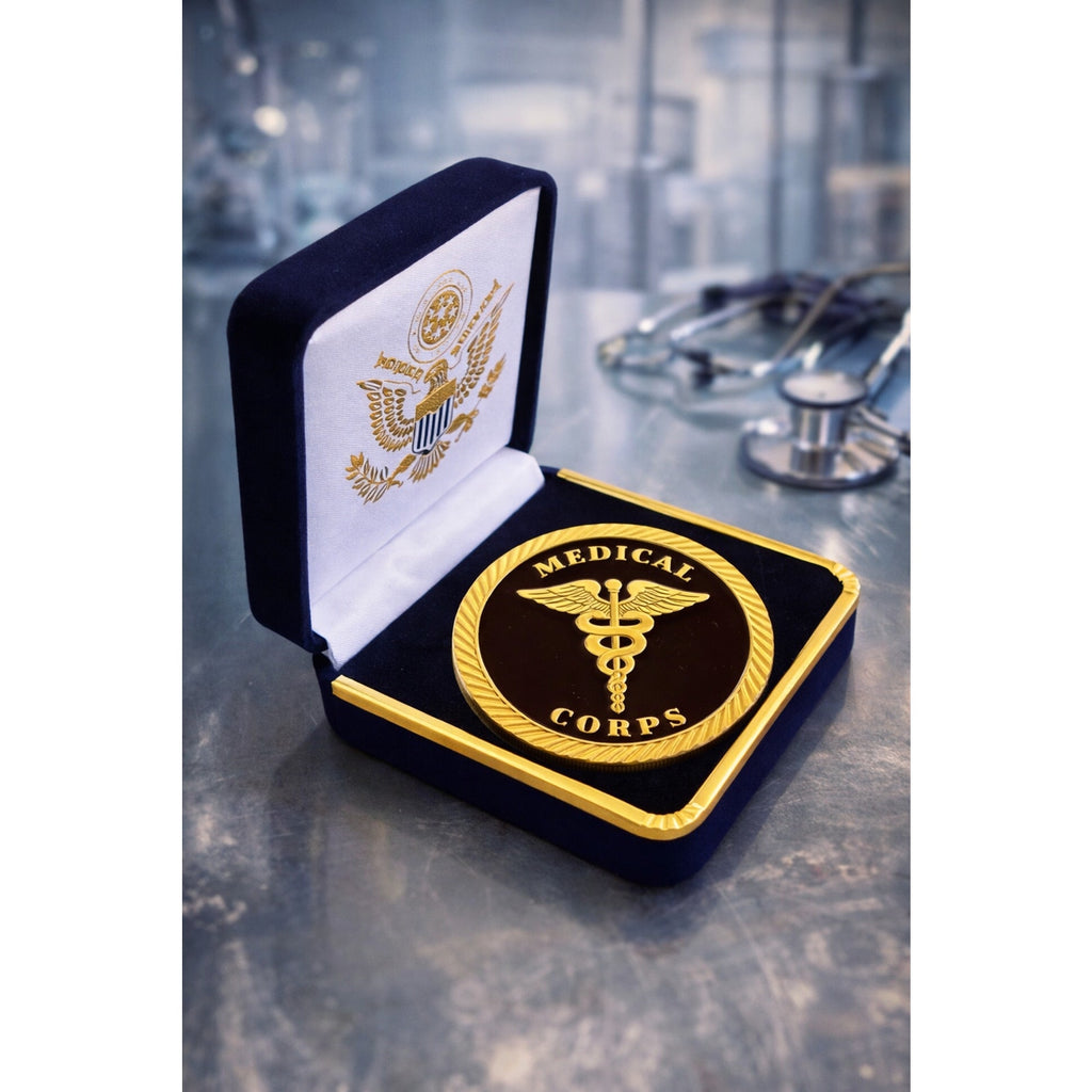 US ARMY MEDICAL CORPS Challenge Coin With Velvet Case Retirement Award