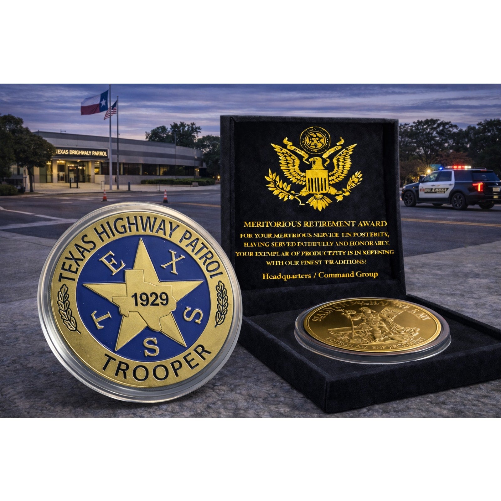 TEXAS TX HIGHWAY PATROL Police Trooper Agent Officer w/ Retirement Award