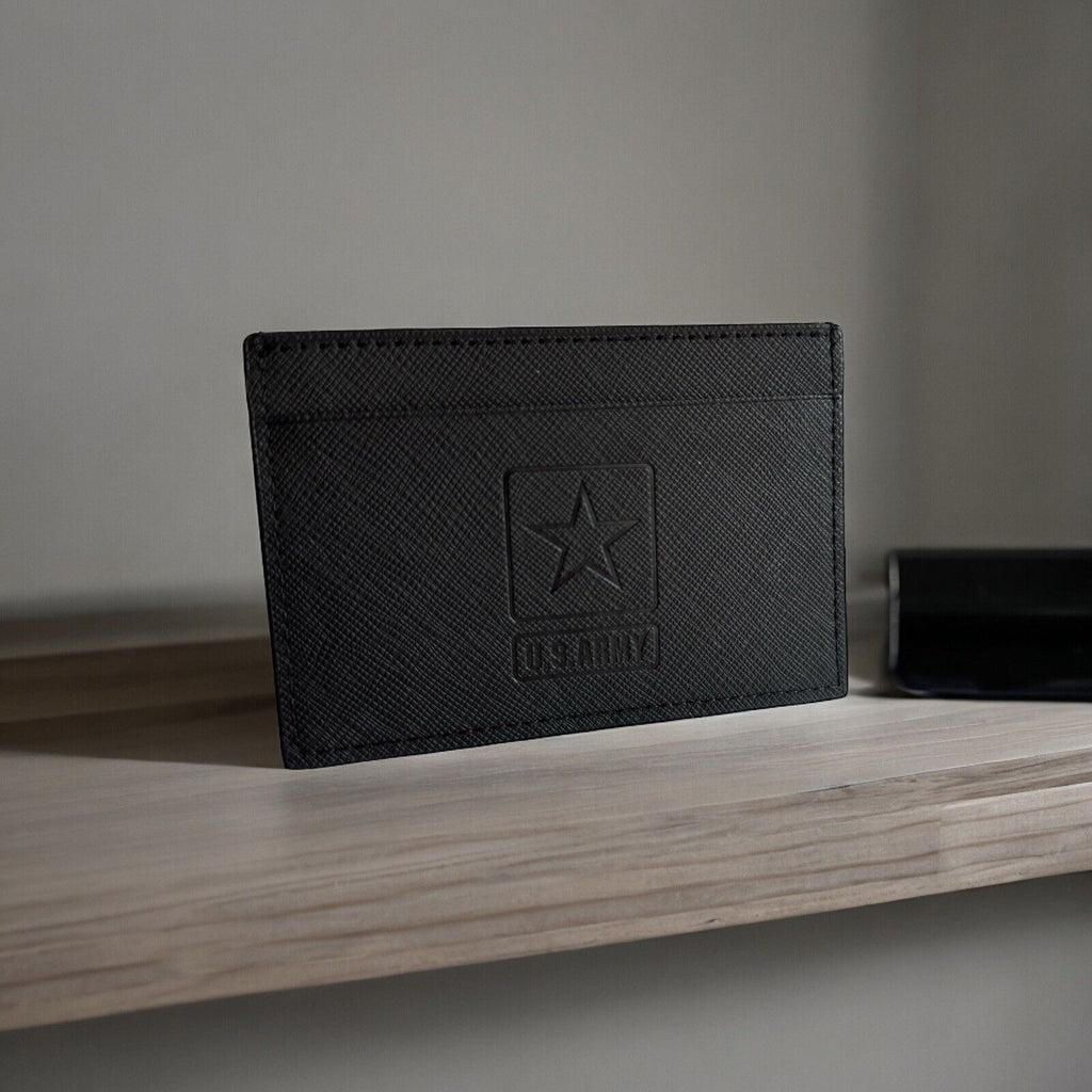 US Army Logo Wallet (Black) On Black Perfect For Credit Cards Military ID cards