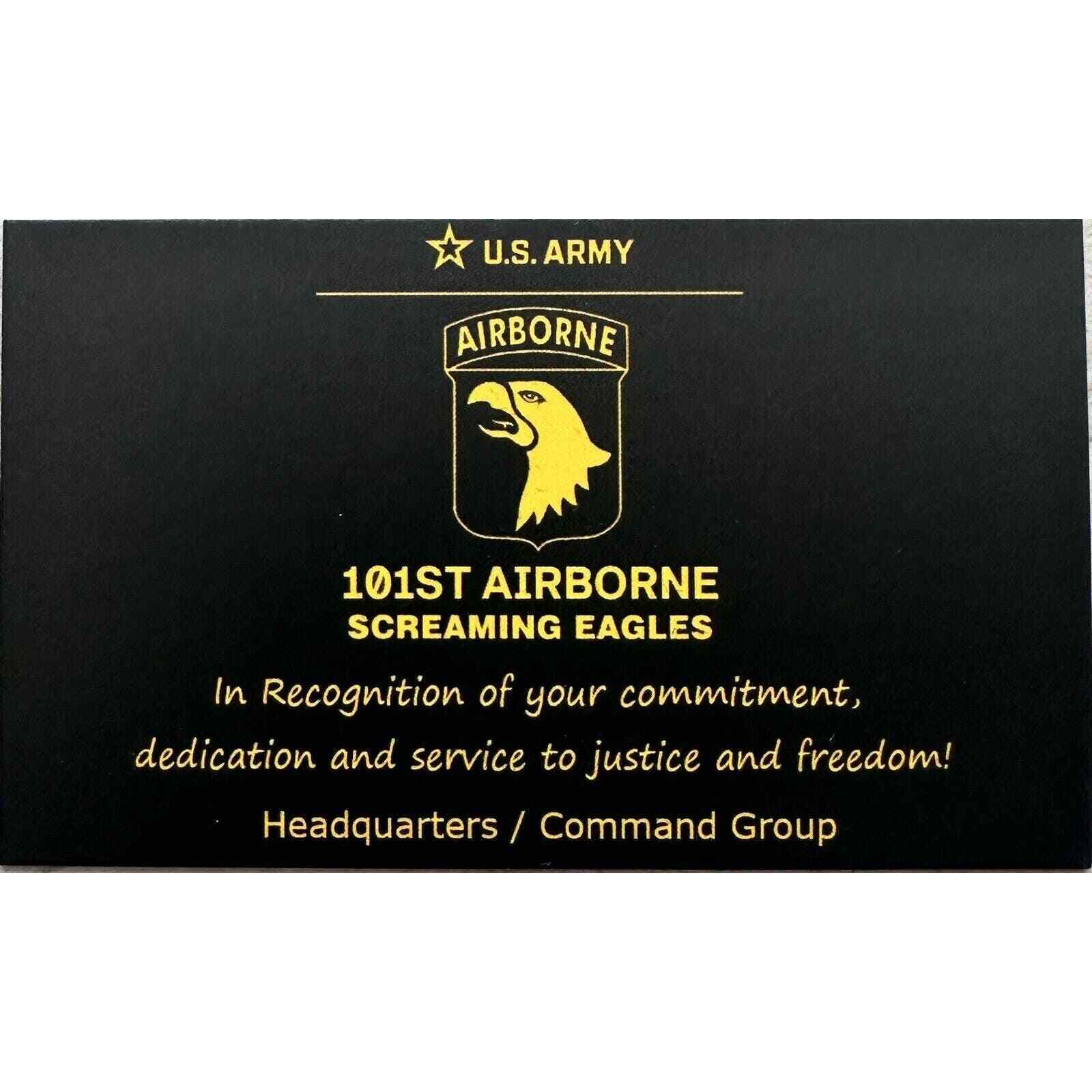 US ARMY 101ST AIRBORNE SCREAMING EAGLES Fort Campbell KY Challenge Coin w Box