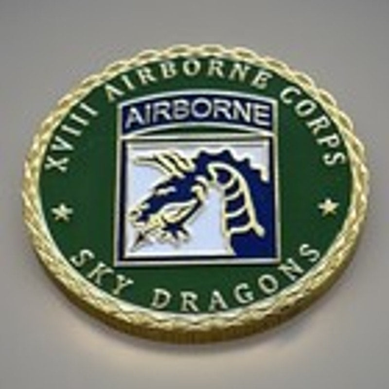 US ARMY XVIII 18TH AIRBORNE CORPS SKY DRAGONS CHALLENGE COIN KEYCHAIN