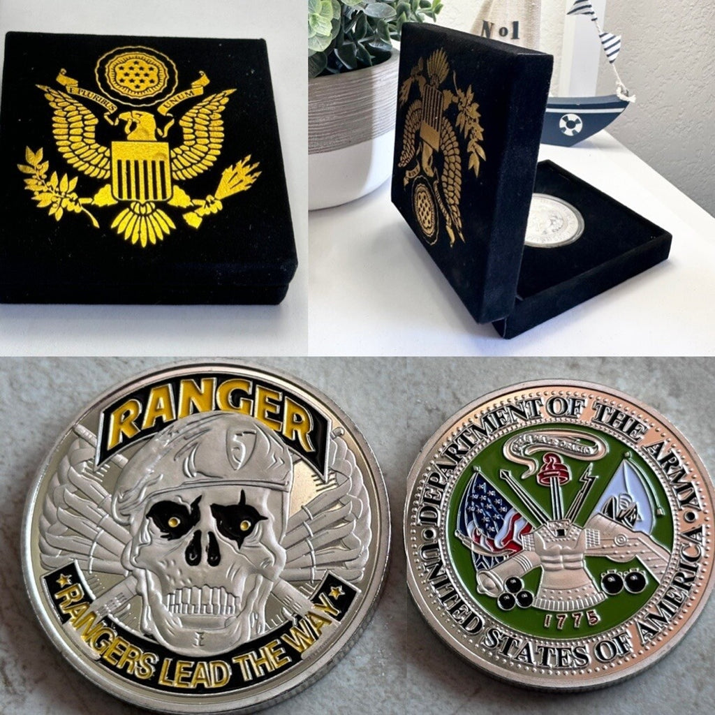 US ARMY RANGERS Lead The Way Challenge Coin w/ Retirement Award