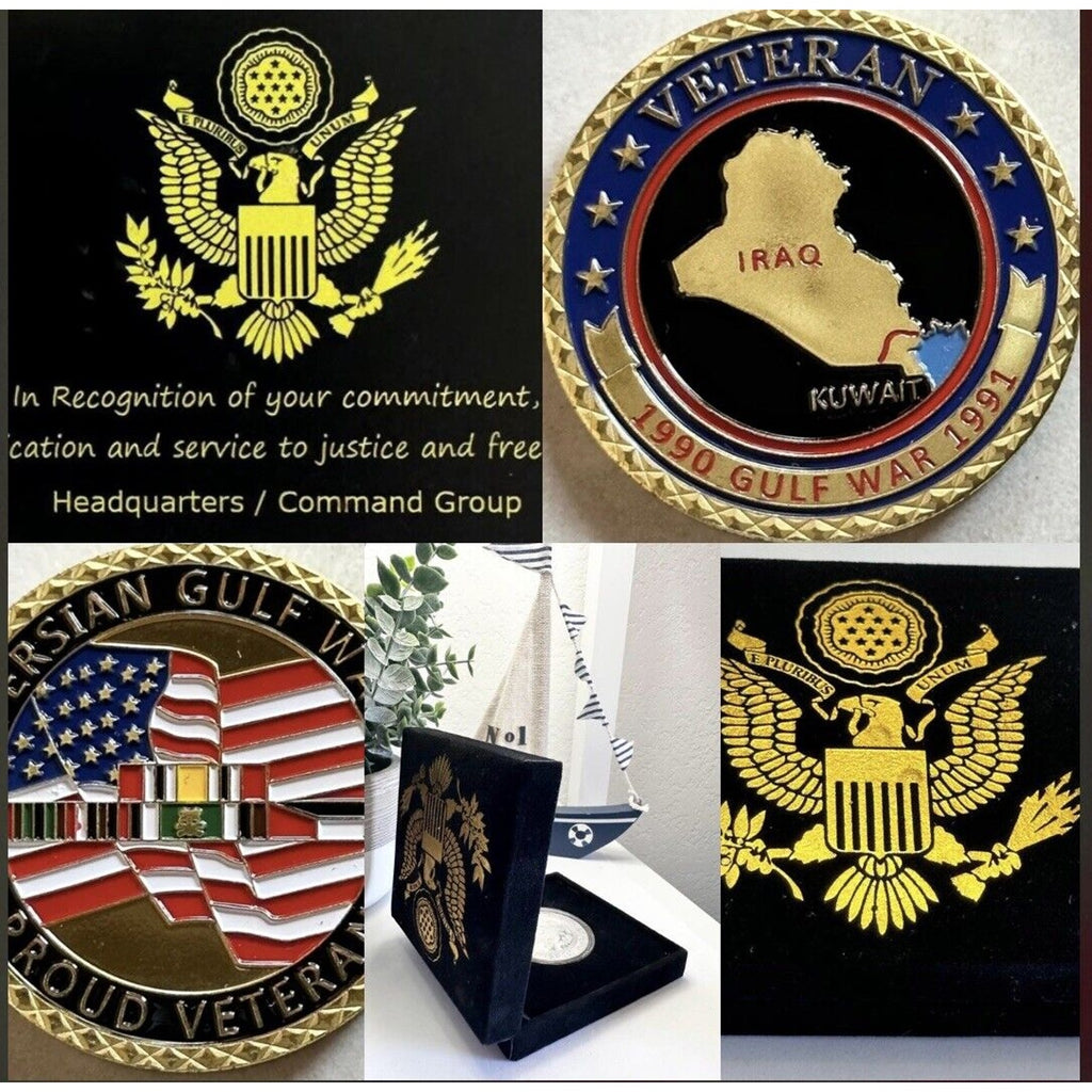 IRAQ WAR VETERAN 1990 Gulf War 1991 MILITARY RIBBON CHALLENGE COIN USA
