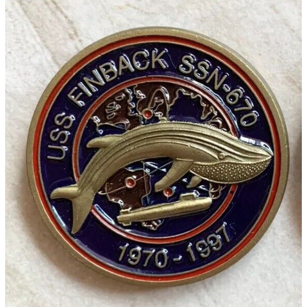 Rare USS Finback SSN 670 Submarine Challenge Coin USN