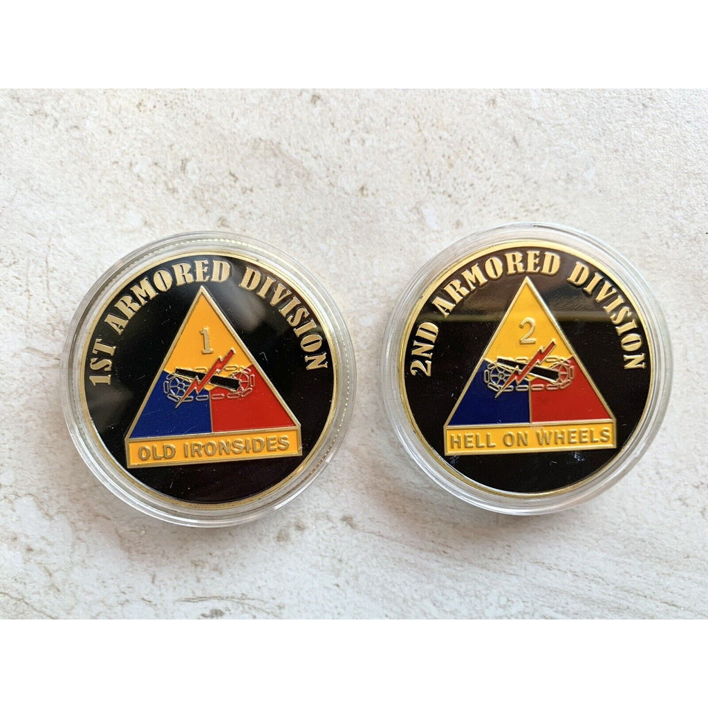 Lot Of 2 1st Armored Division And 2nd Armored Division Challenge Coin US Army